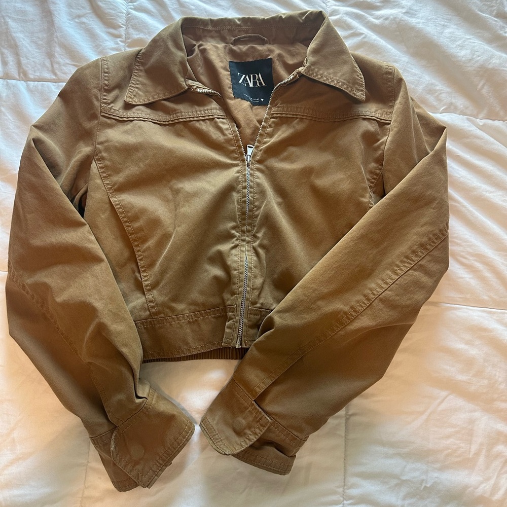 Zara Tan Cropped Jacket